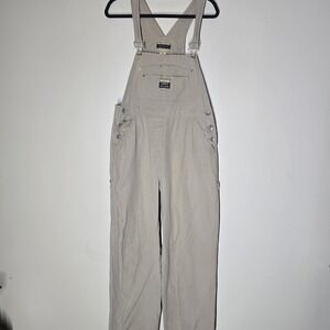 VTG No Excuses Khaki Womens Bib Overalls Sz M Cargo Carpenter Tan Jeans 90s Y2K